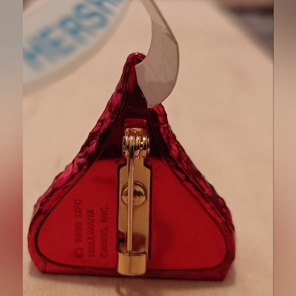 Hallmark Red Triangle Brooch with Gold-Tone Clip